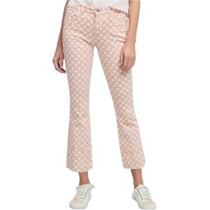 Anthro Pilcro High Rise Orange White Pinstripe Polkadot Print Flare Pants  26